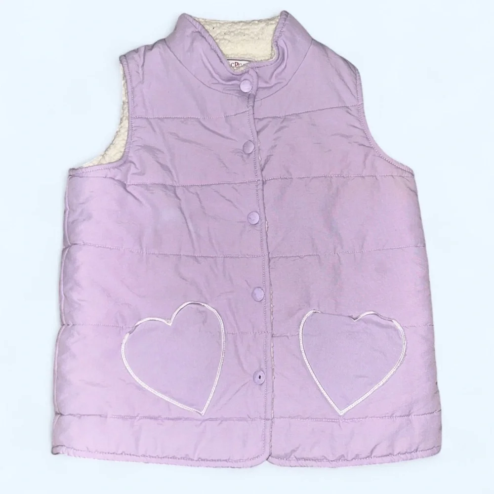 Lavender Puffer Vest with Heart Pockets